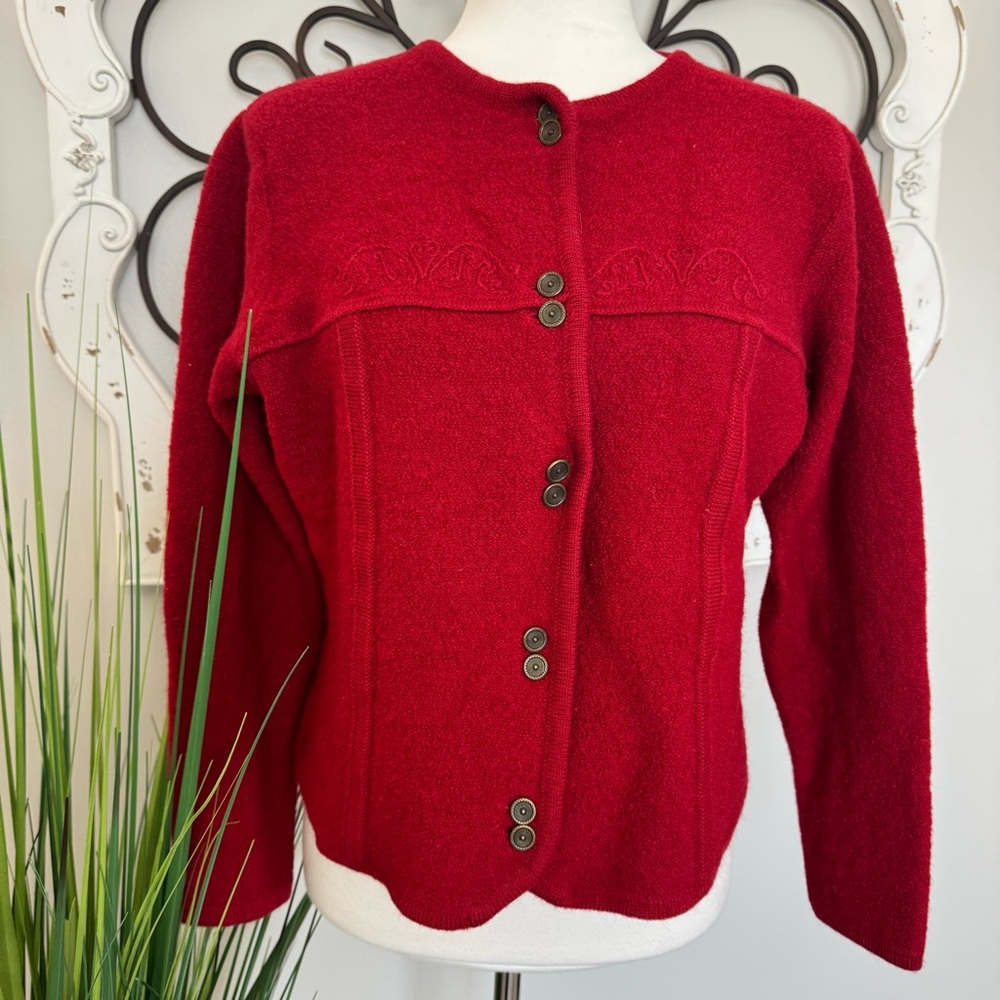 PENDLETON Size 1X Vintage Red Wool Button Up Sweater